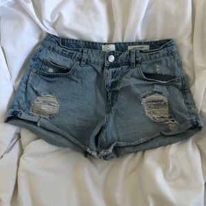 Cotton On Mid Rise Distressed Denim Shorts
